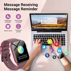 LUOMATE Smart Watch for Women Men, 1.91" Touchscreen Fitness Tracker with Bluetooth Calling, 100+ Sport Modes, IP68 Waterproof Pedometer, Message Notifications Compatible with Android iPhone (Purple)
